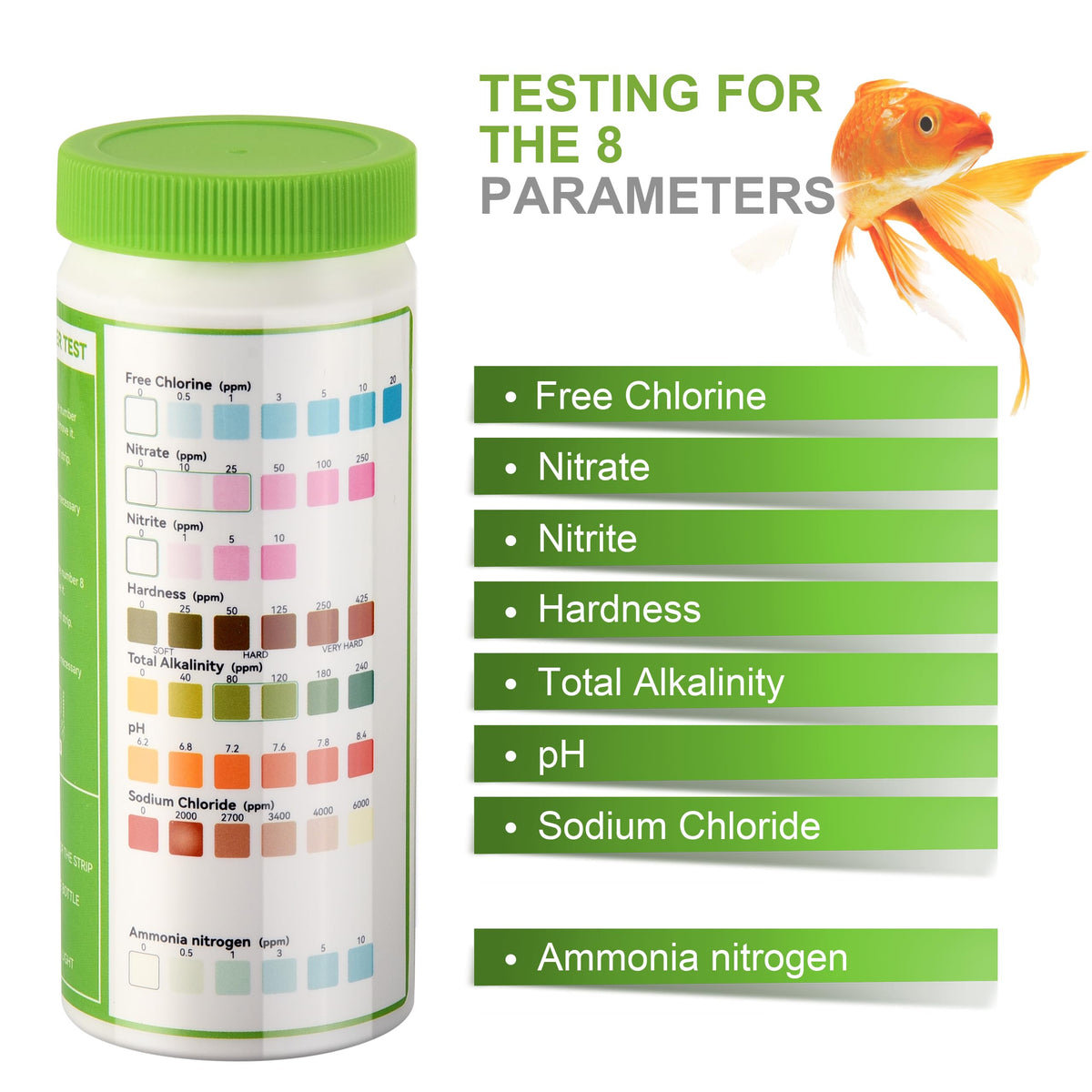 Aquarium Ammonia Test Strips 8-in-1 100 Strips M798931