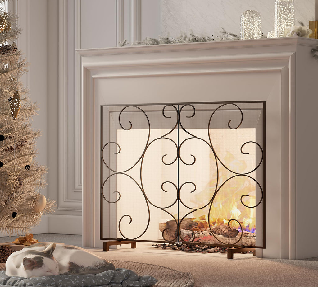 Handcrafted Metal Mesh Fireplace Screen S9735