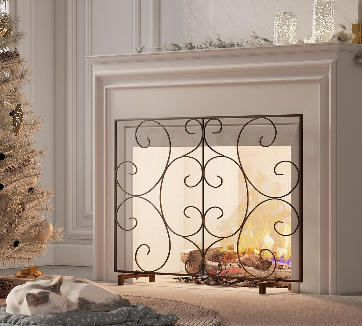Handcrafted Metal Mesh Fireplace Screen S9735