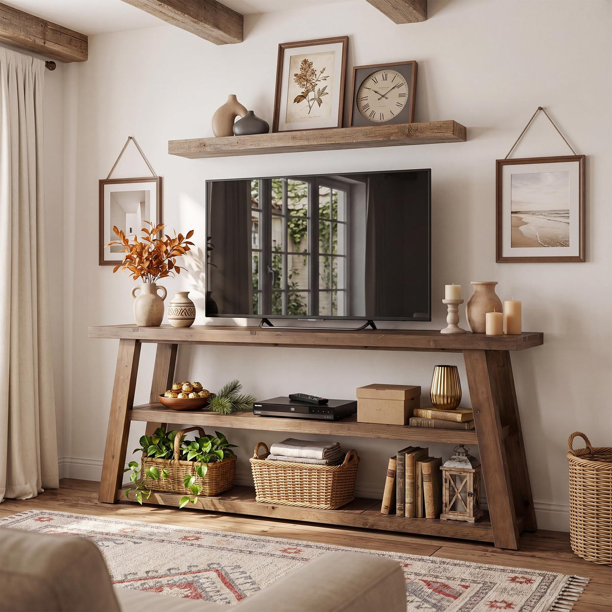 63" Solid Wood TV Stand T449