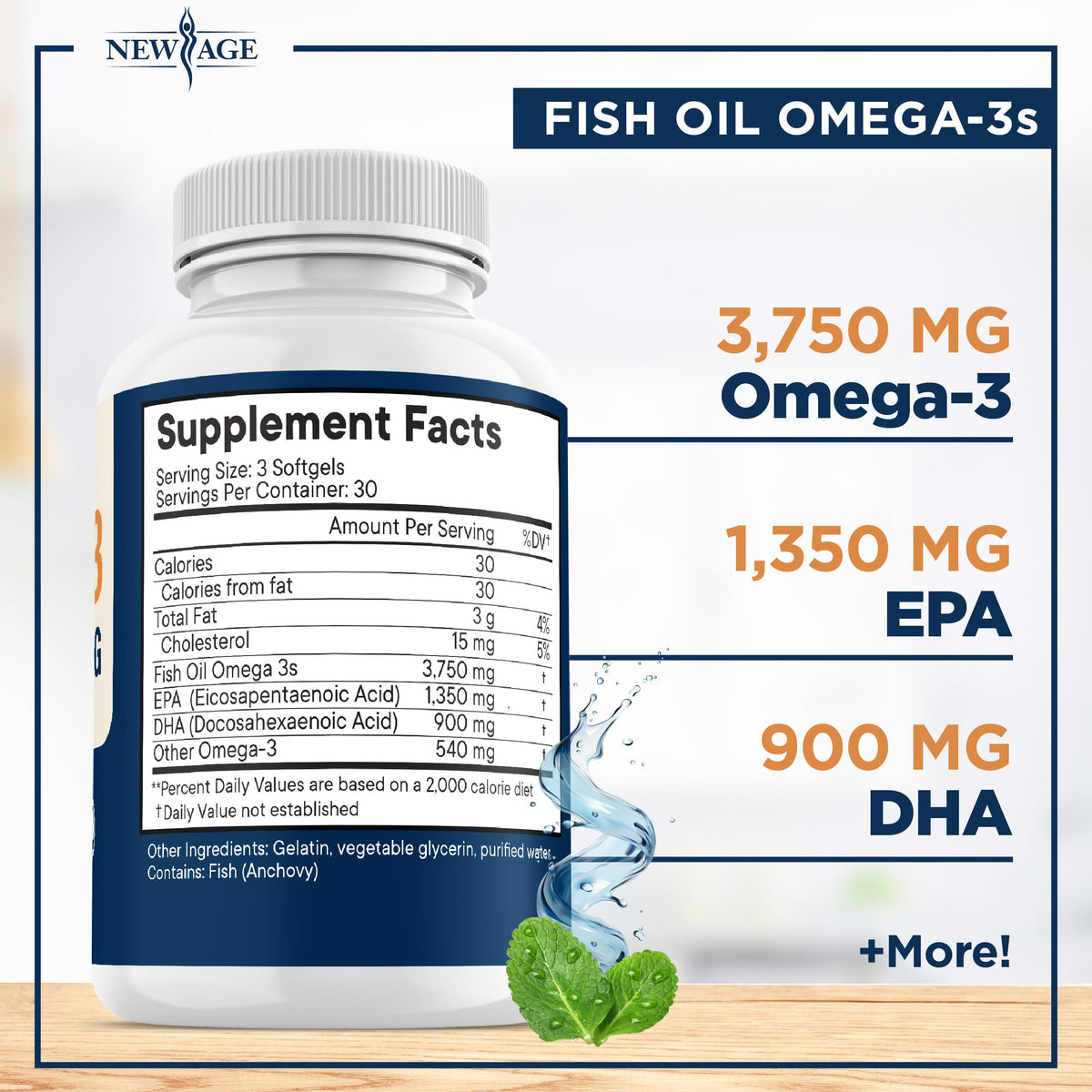 Triple Strength Omega 3 Fish Oil 3750 mg EPA & DHA 180 Count K774887