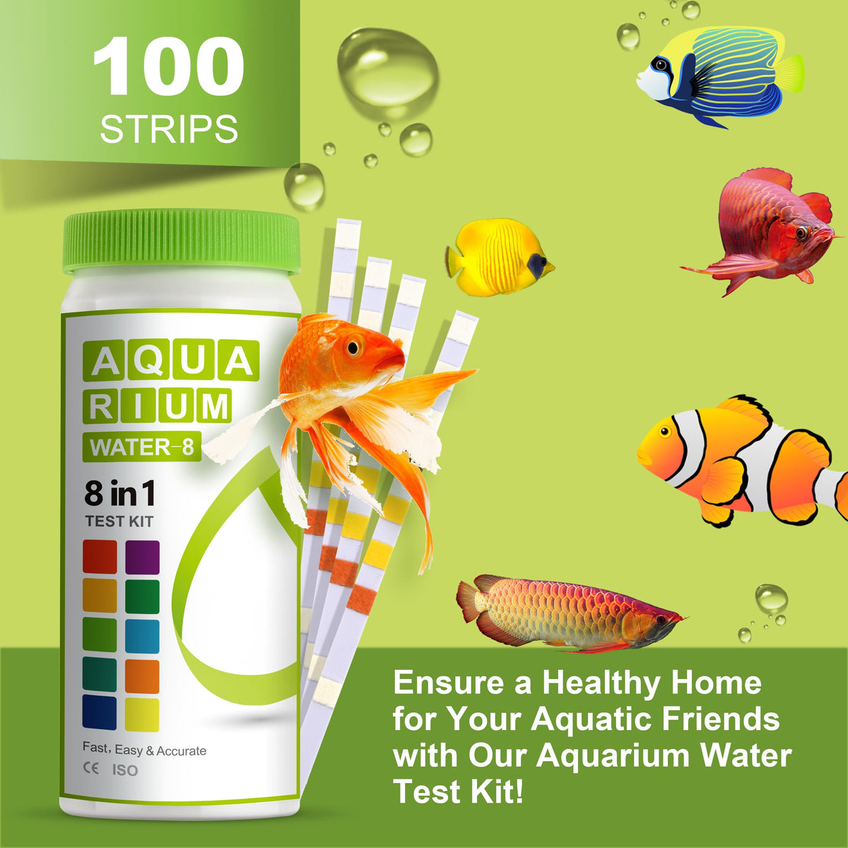 Aquarium Ammonia Test Strips 8-in-1 100 Strips M798931