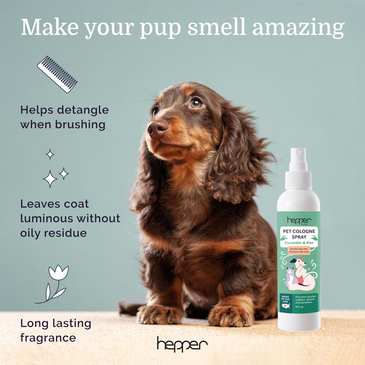 Pet Cologne Spray for Dogs & Cats Cucumber & Aloe 8oz J3604