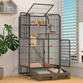 Black Four Layer Metal Cat Cage Dog Crate J89142
