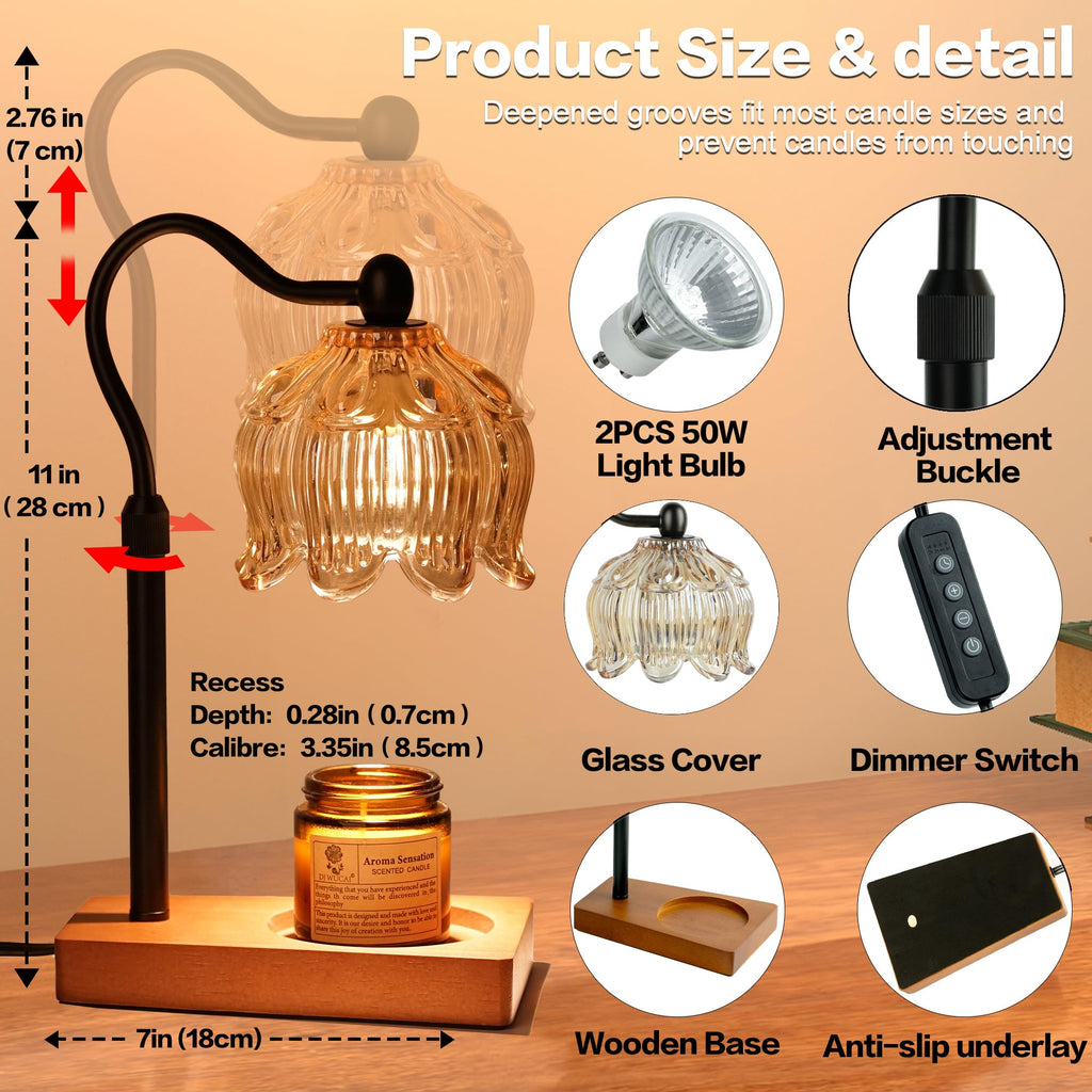 Adjustable Dimmable Candle Warmer Lamp with Timer T158559