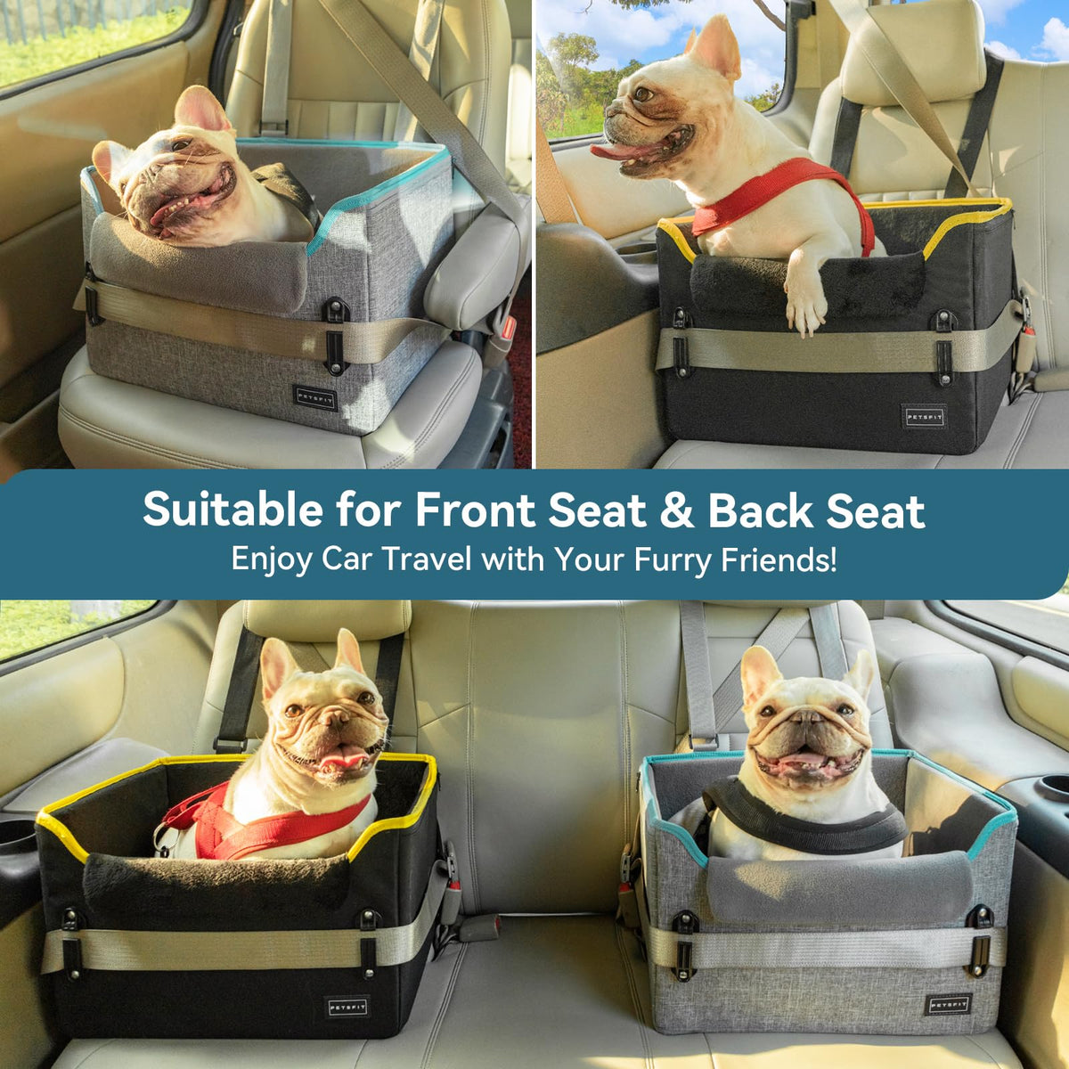 Foldable Dog Booster Car Seat with Safety Tether E7302