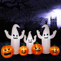 8 FT Lighted Halloween Inflatable Ghosts with Pumpkins R4502