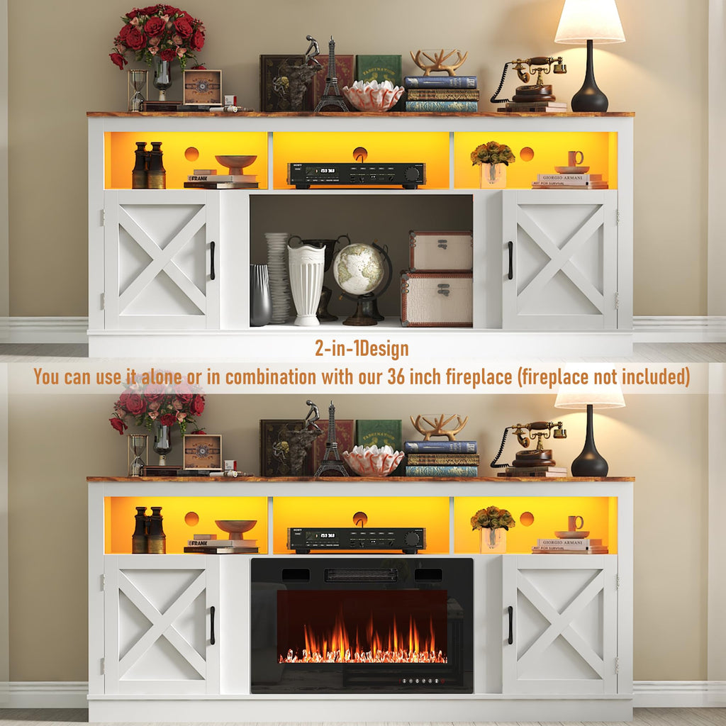 Farmhouse TV Stand for 70/75/80 Inch TV, White X780676