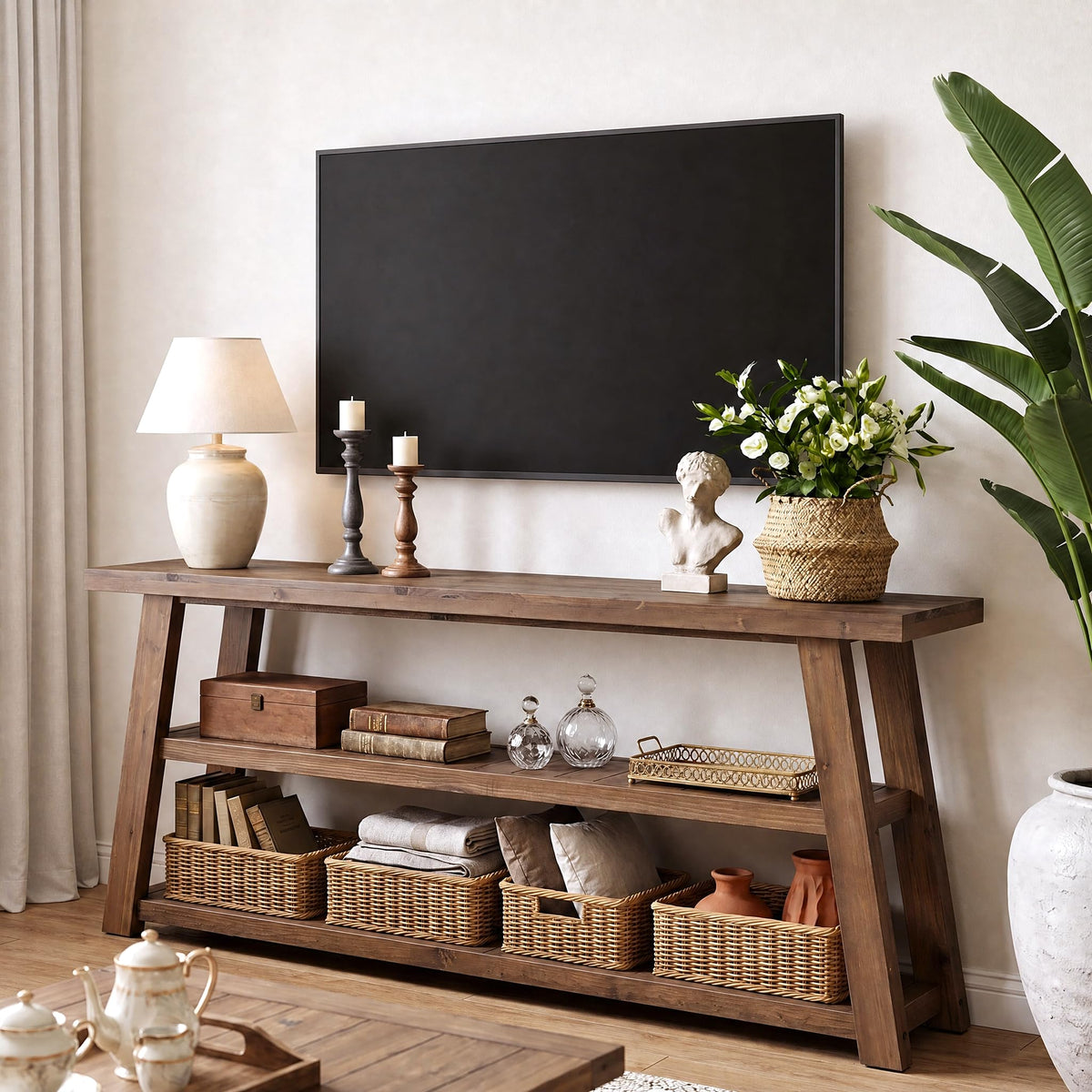 63" Solid Wood TV Stand T449
