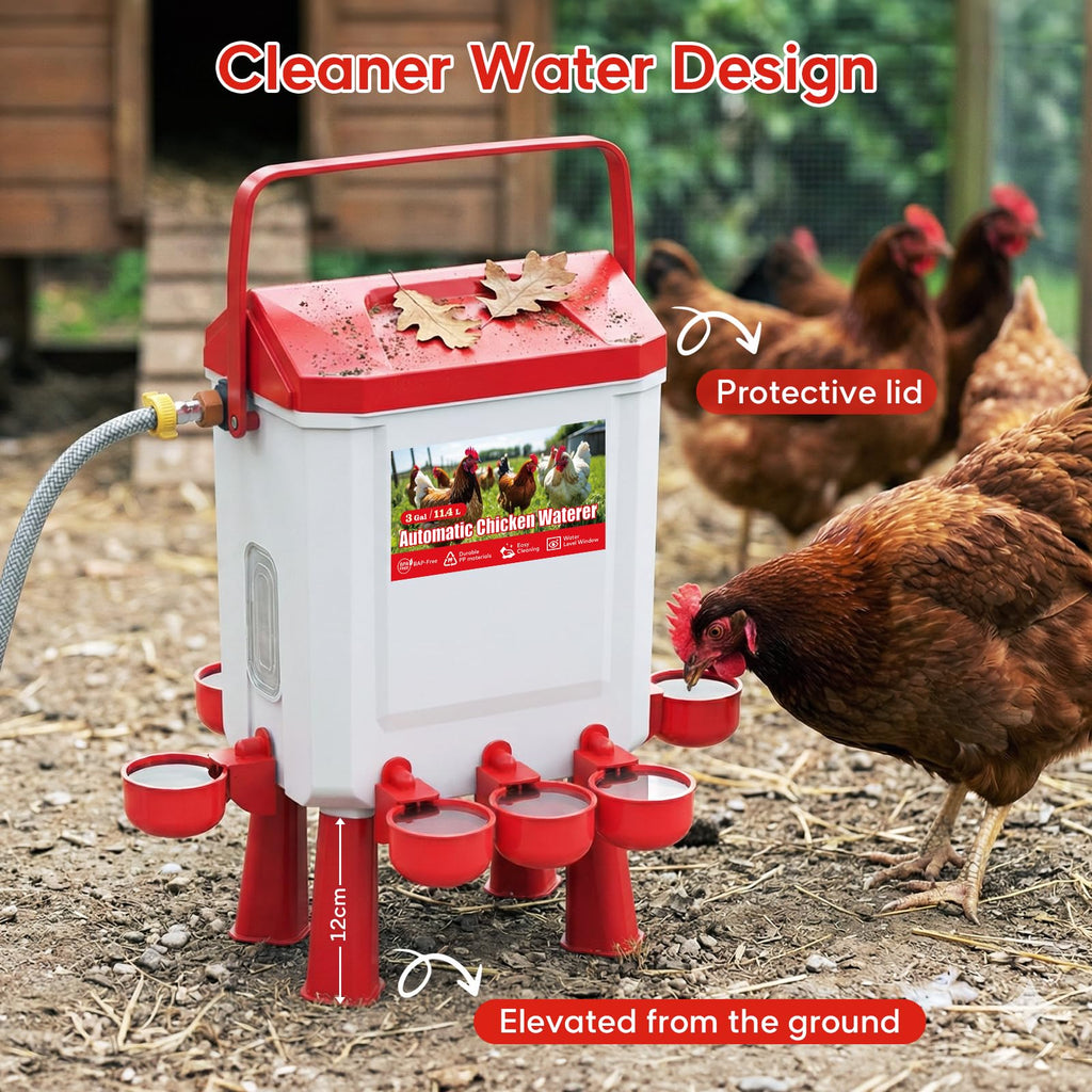 Automatic Chicken Waterer with Float Valve, 3 Gallons O478