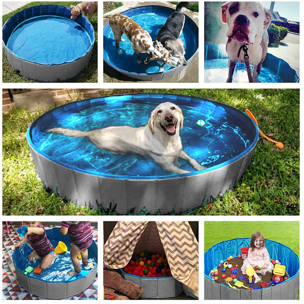 Foldable Dog Pet Bath Pool Collapsible 48" Grey K78525