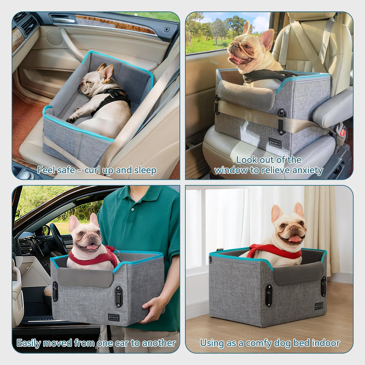 Foldable Dog Booster Car Seat with Safety Tether E7302