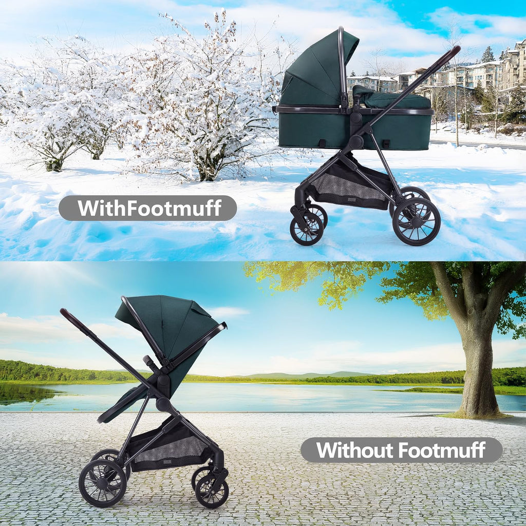 2 in 1 Convertible Reversible Seat Foldable Aluminum Alloy Stroller Q474816