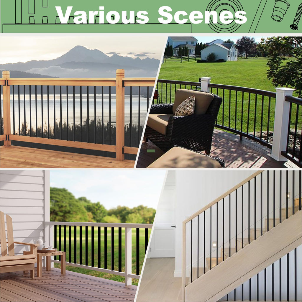 100 Pack 26" Black Aluminum Deck Balusters S6301