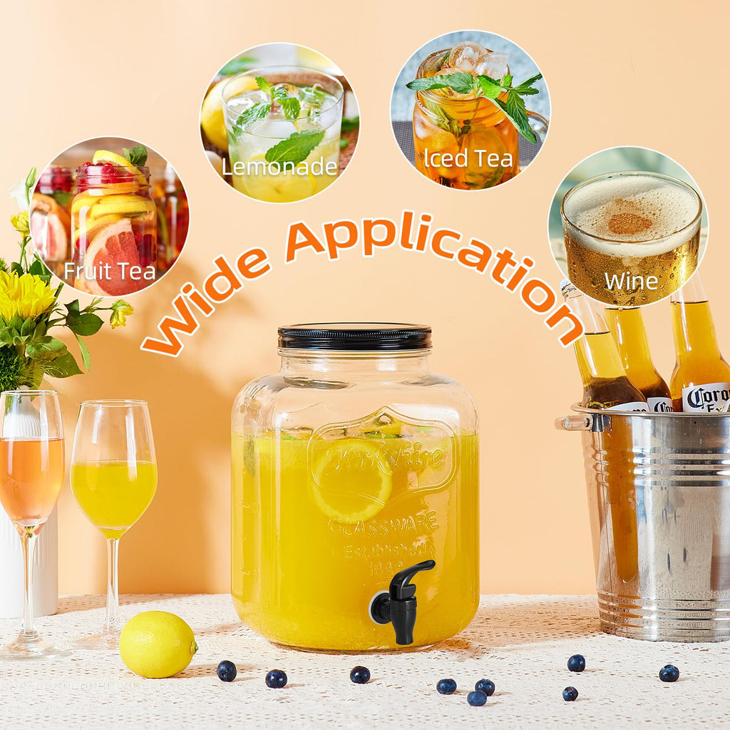 2pcs 1.5 Gallon Glass Drink Dispenser with Metal Stand X61768