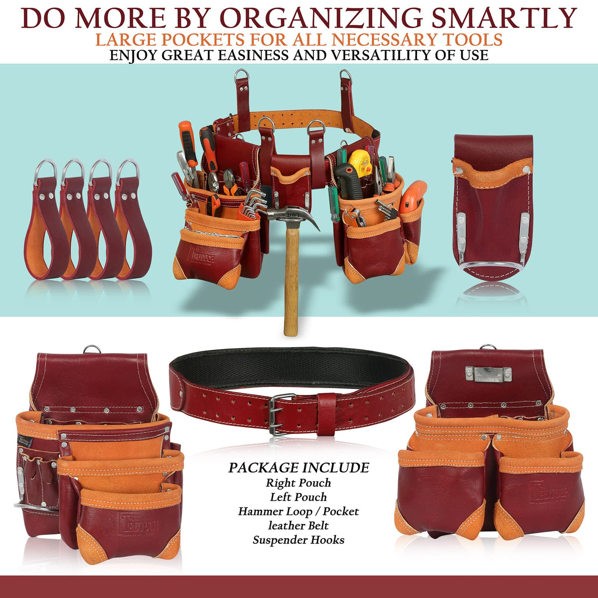 Maroon Leather Tool Belt H37442