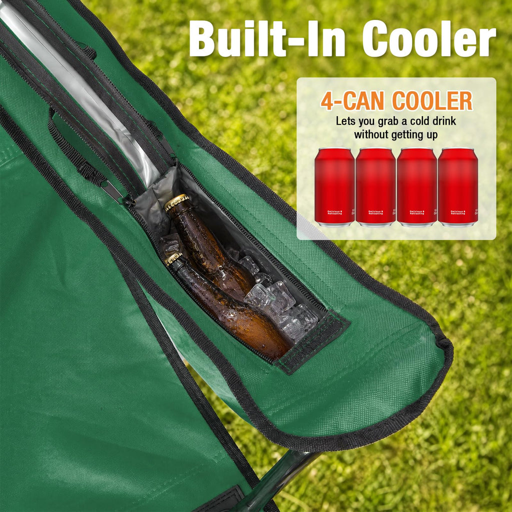2 Pack Heavy Duty Folding Camping Chair with Cooler Bag K9754