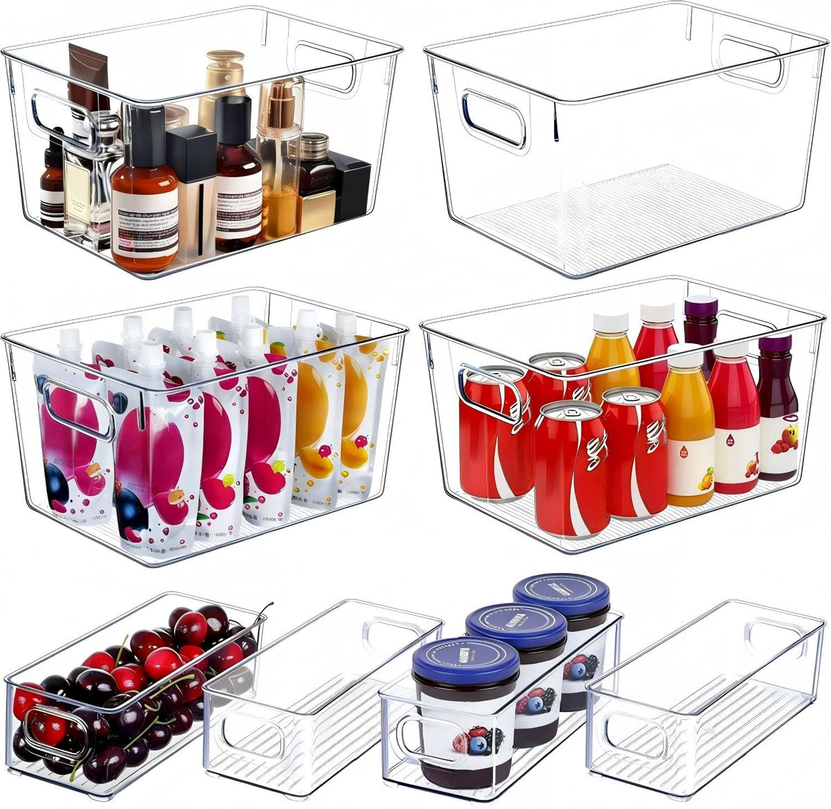 Set of 8 Clear Plastic Stackable Storage Bins A115