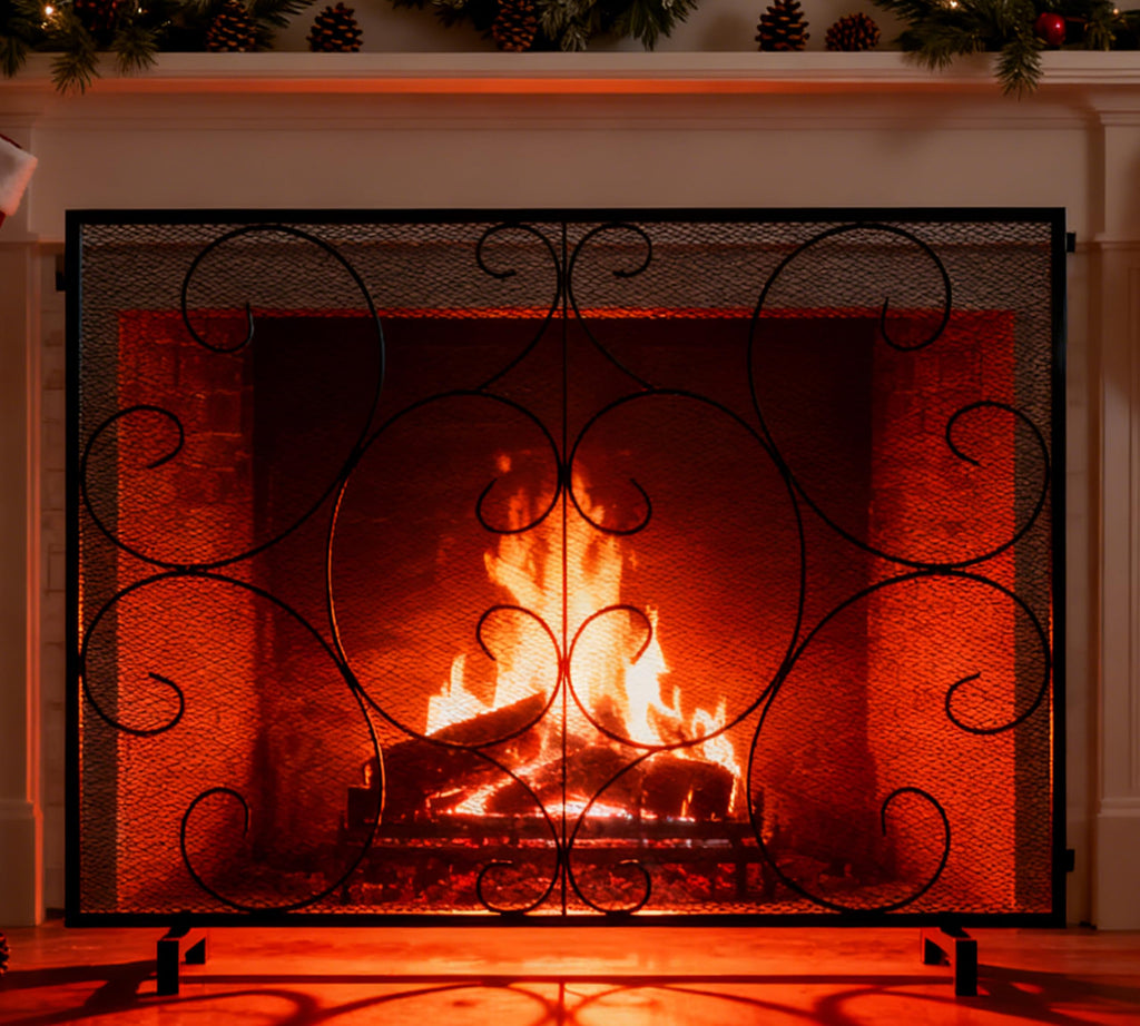 Handcrafted Metal Mesh Fireplace Screen S9735