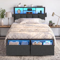 Twin Bed Frame with LED Lights, Storage Drawers and Charging Station S824039