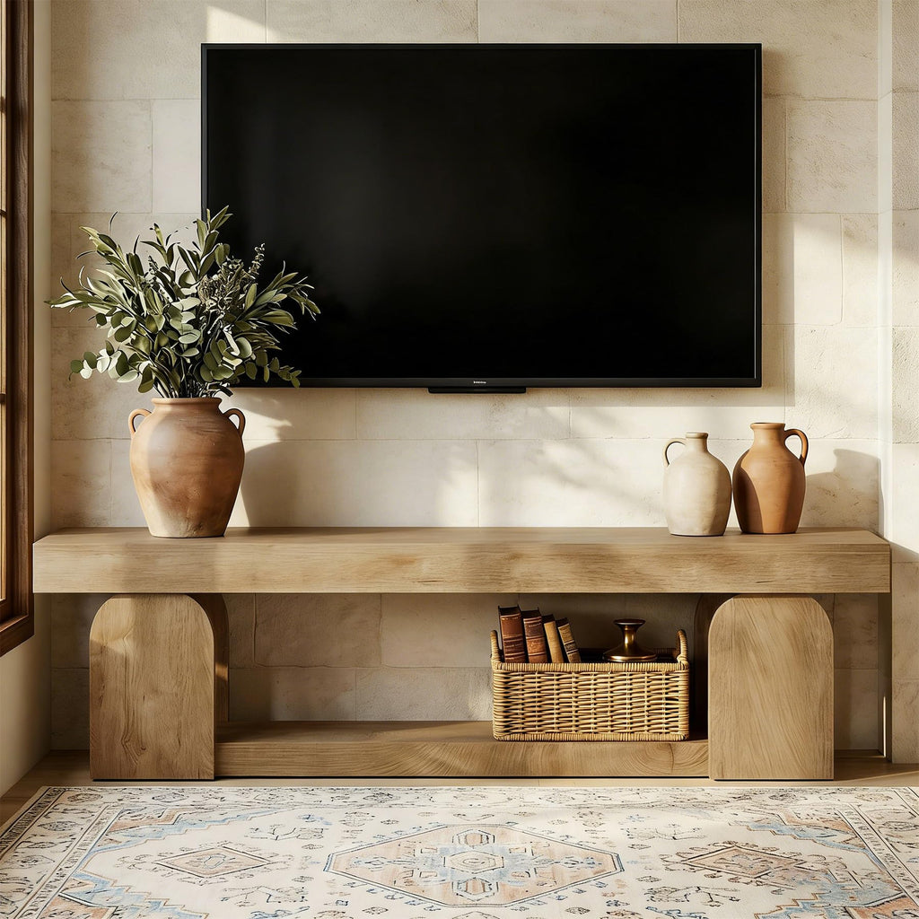 63" Wood TV Stand with Open Storage Shelf Z4151
