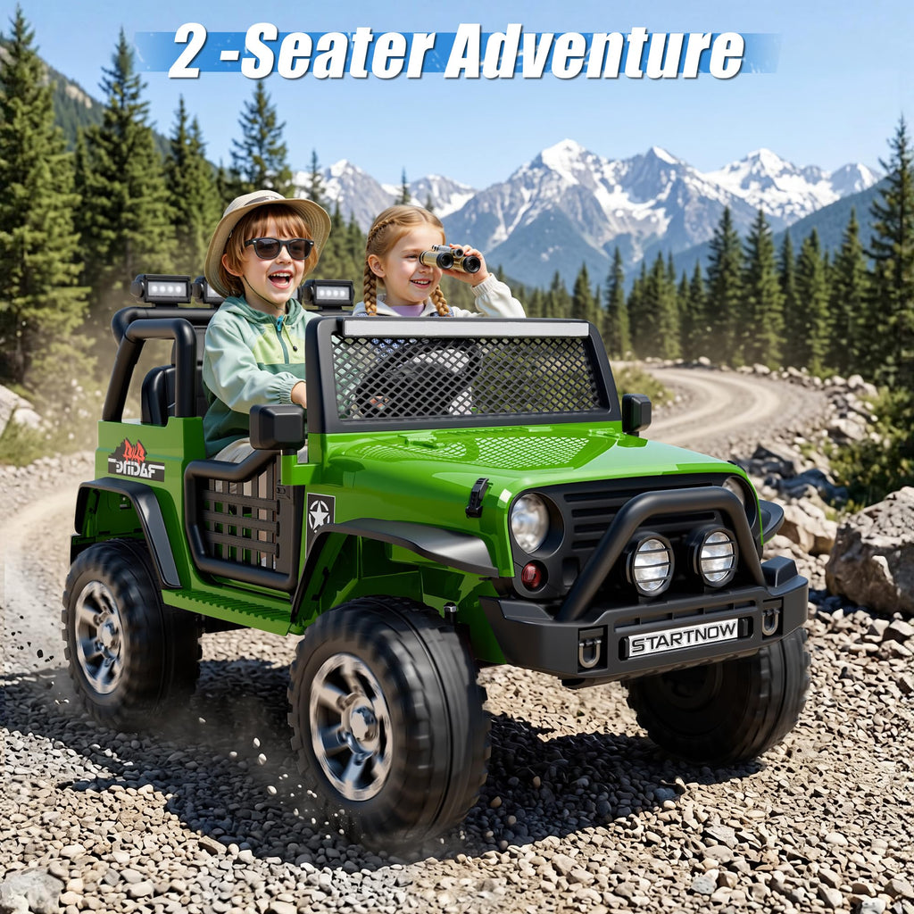 24V 4WD Ride on Truck Car with 800W Motors, Remote Control, 2 Seaters, Green T7647