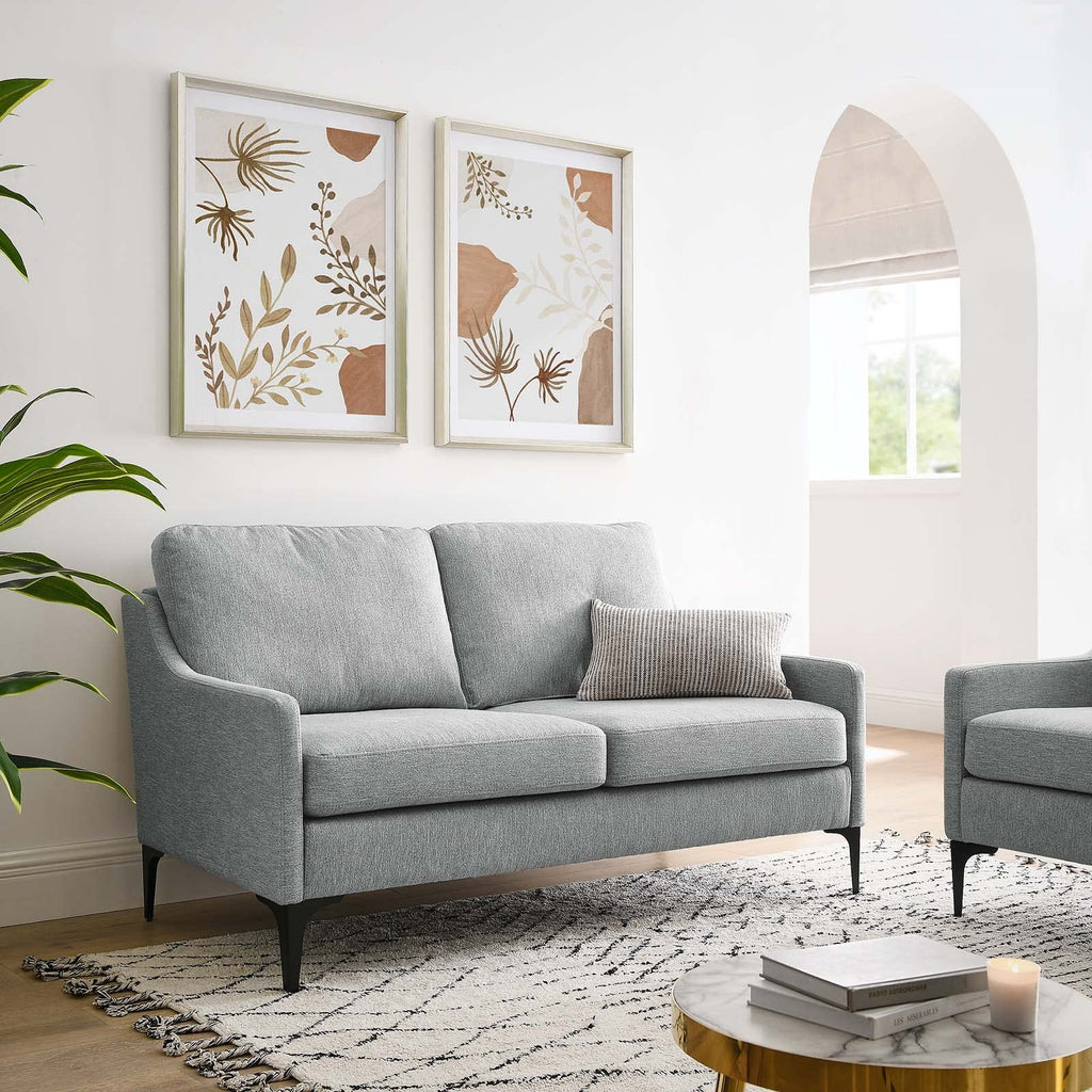 Light Gray Upholstered Fabric Loveseat S1651
