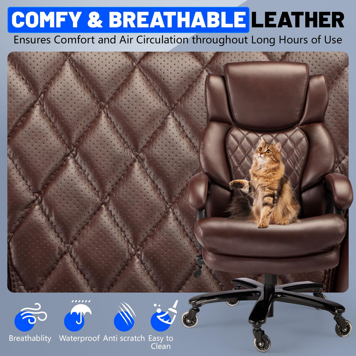 Big and Tall Office Chair with Adjustable Headrest H7304