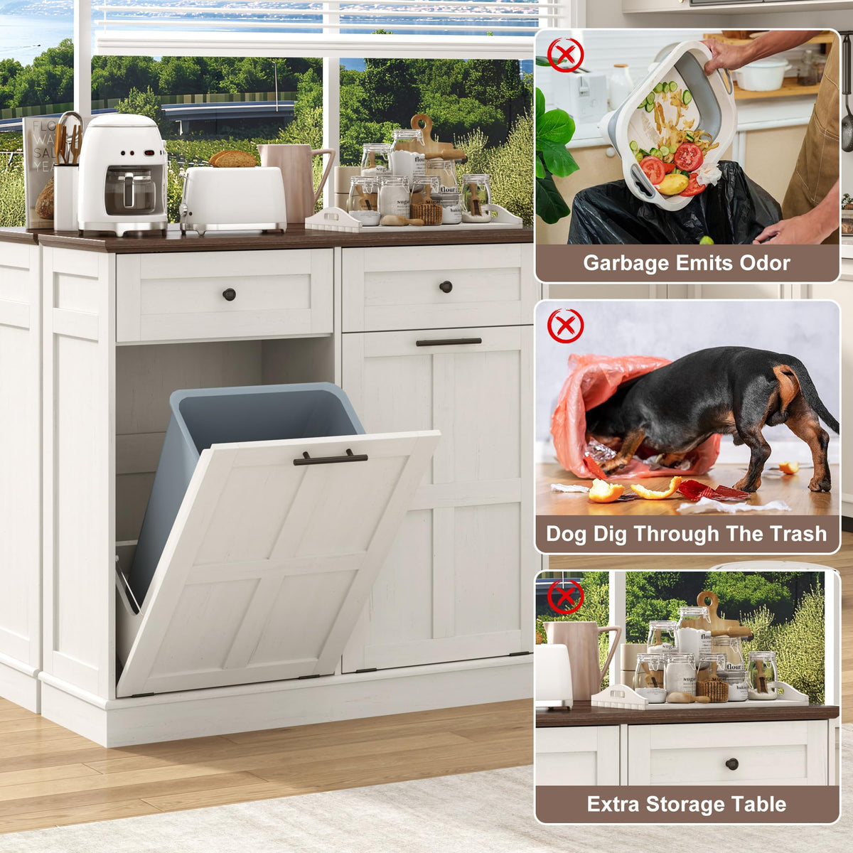 13 Gallon Double Tilt-Out Trash Can Cabinet Z14519