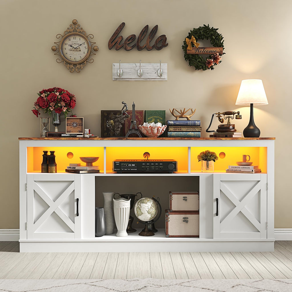 Farmhouse TV Stand for 70/75/80 Inch TV, White X780676