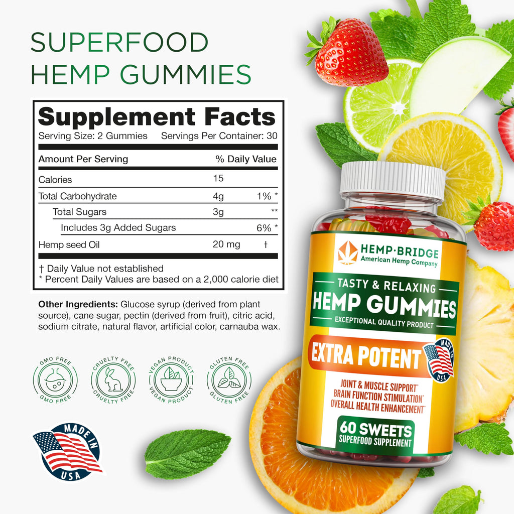 Hemp Gummies with Omega 3 6 9, 60 Count Z2320