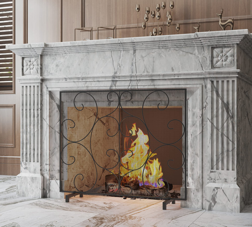 Handcrafted Metal Mesh Fireplace Screen S9735