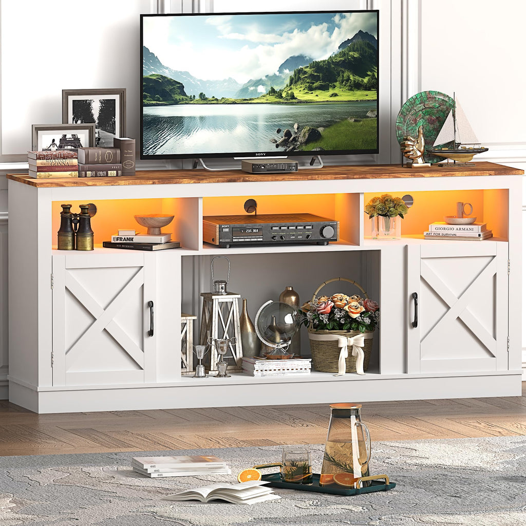 Farmhouse TV Stand for 70/75/80 Inch TV, White X780676