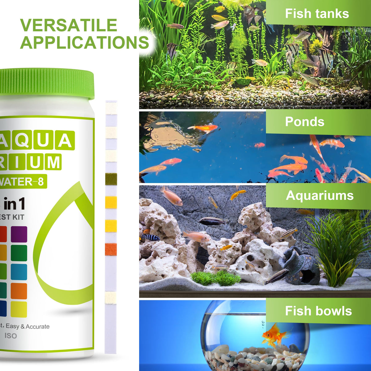 Aquarium Ammonia Test Strips 8-in-1 100 Strips M798931