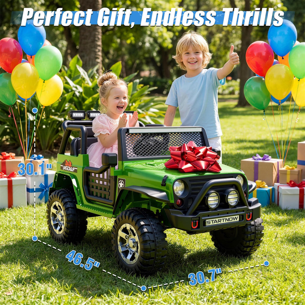 24V 4WD Ride on Truck Car with 800W Motors, Remote Control, 2 Seaters, Green T7647