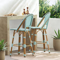 Light Teal PE Rattan Aluminum Bar Stools Set of 2 V76334