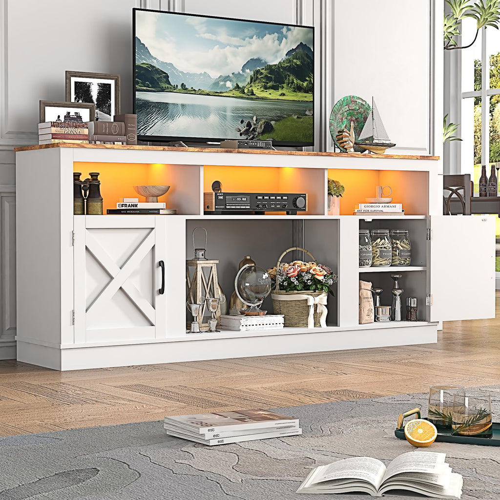 Farmhouse TV Stand for 70/75/80 Inch TV, White X780676