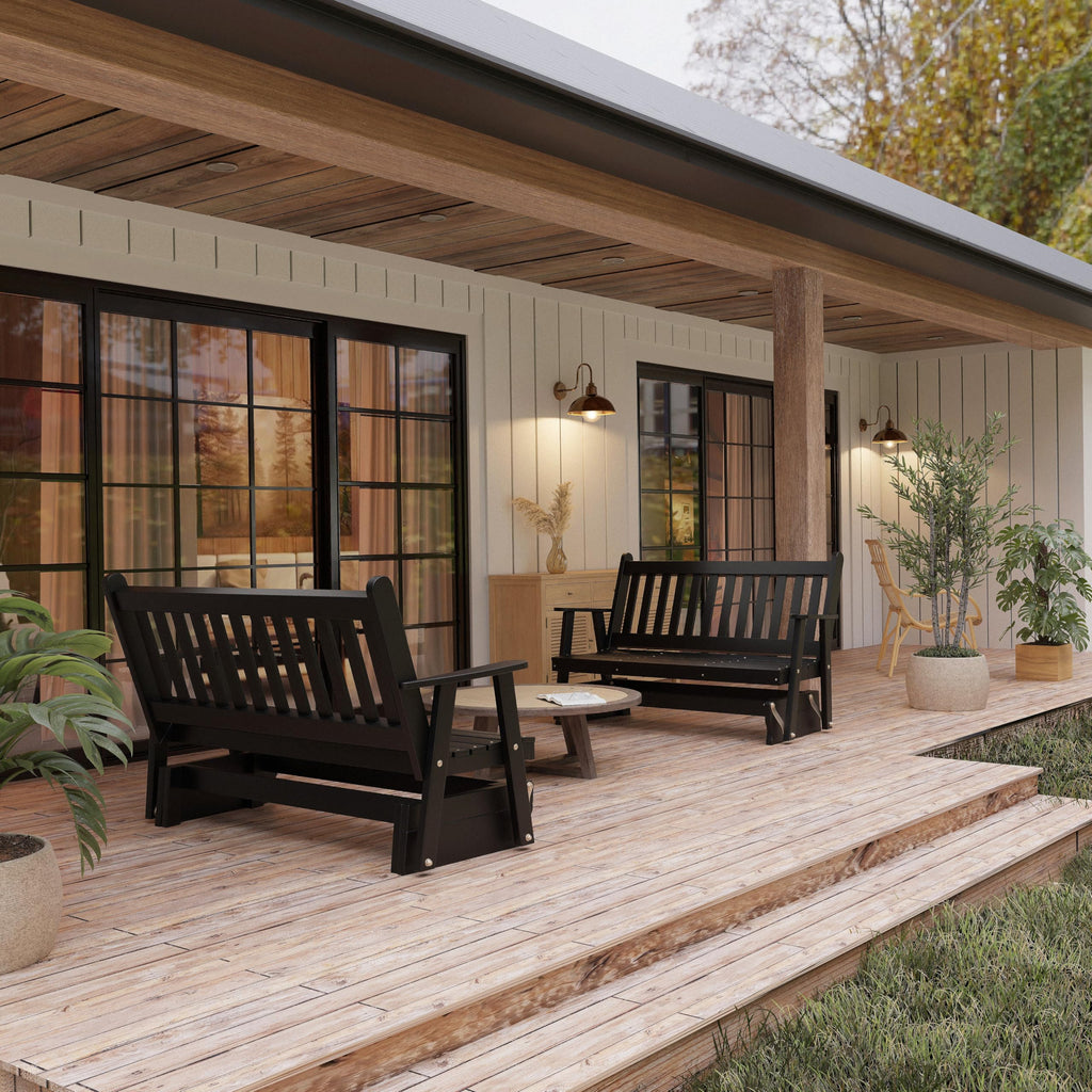 Black 4 Foot Wooden Porch Glider W6496